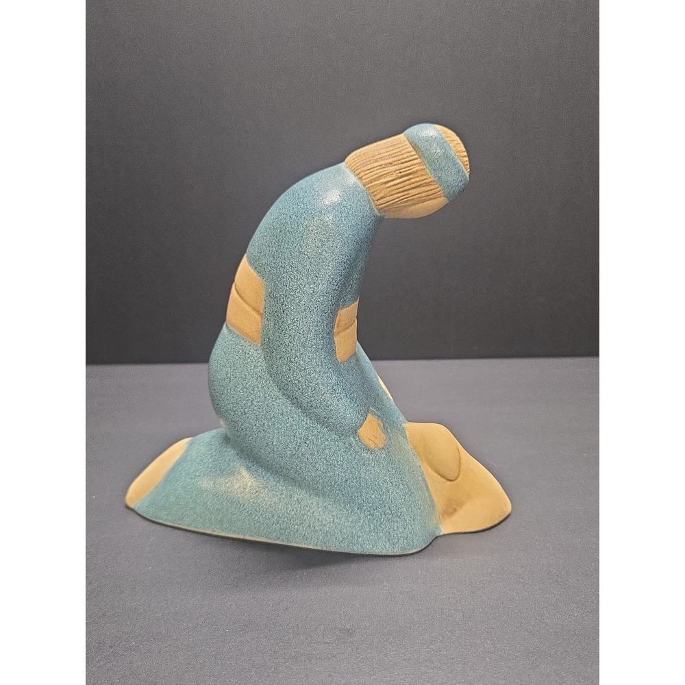 Signed Lois Black 1989 Navajo Pottery Kneeling Figure Dog Jack Black Studio‎